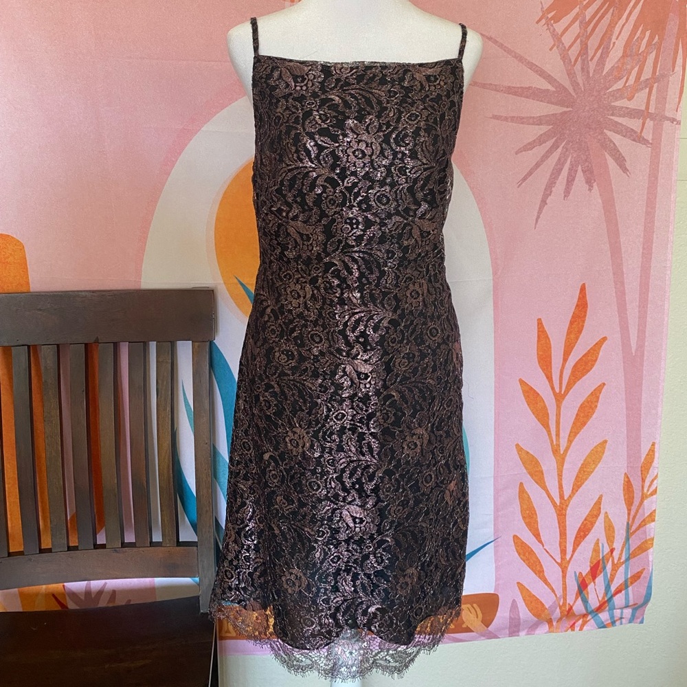 Marc Jacobs Rose Metallic Lace Overlay dress, size 8